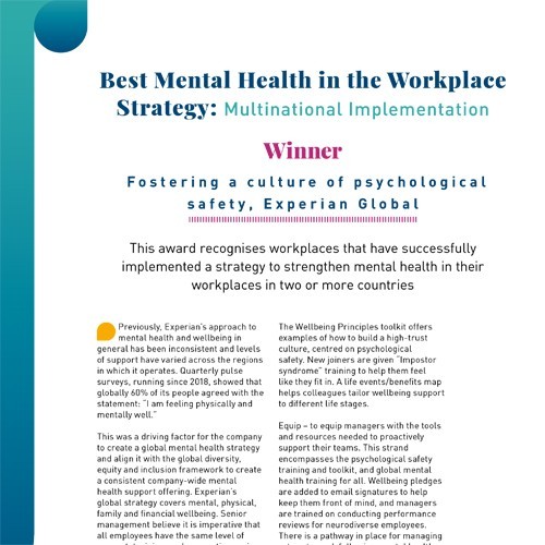 Best Mental Health in the Workplace Strategy - Multinational Implementation photo