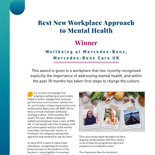 Best New Workplace Approach to Mental Health image